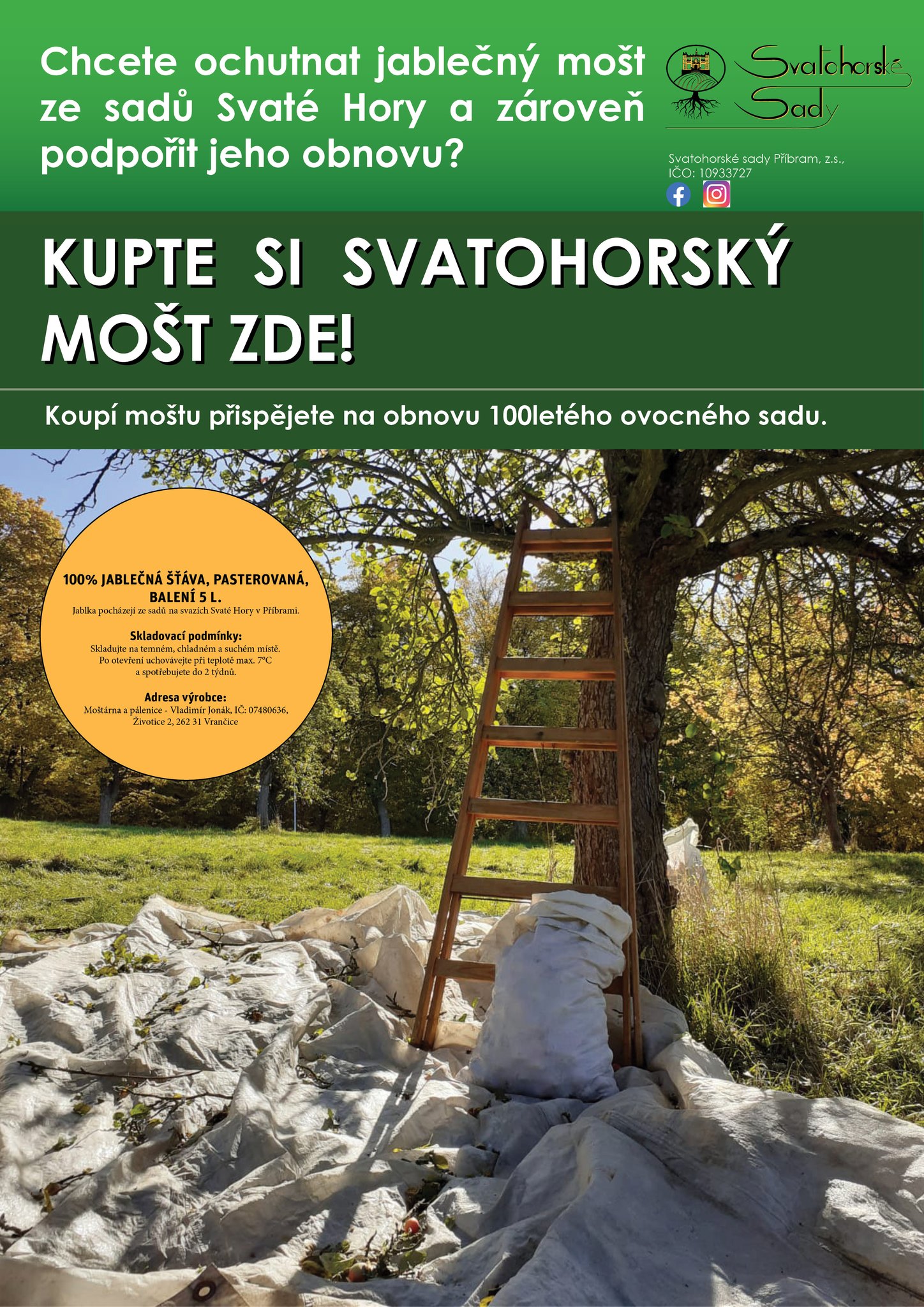 Svatohorský jablečný mošt z našich sadů